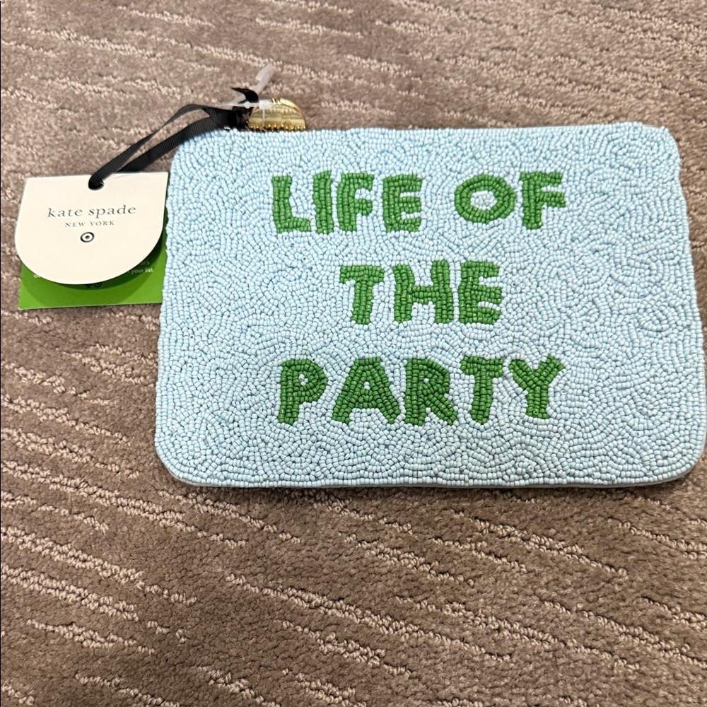 Kate Spade Beaded Pouch - Light Blue and Green
